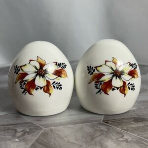 Sandford England Fine Bone China Salt Pepper Shakers Floral Plaid Vintage Set